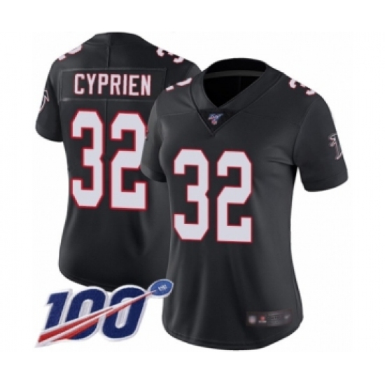 Women's Atlanta Falcons 32 Johnathan Cyprien Black Alternate Vapor Untouchable Limited Player 100th Season Football Jersey