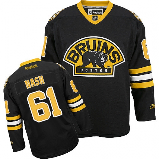 Youth Reebok Boston Bruins 61 Rick Nash Authentic Black Third NHL Jersey