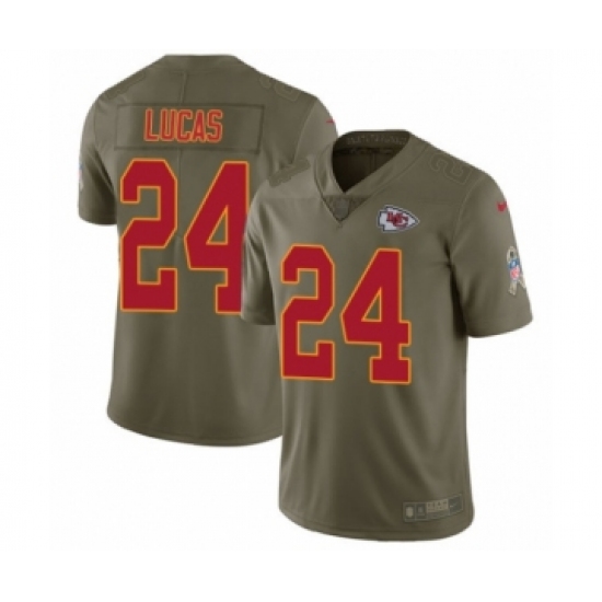 Youth Nike Kansas City Chiefs 24 Jordan Lucas Limited Olive 2017 Salute to Service NFL Jersey