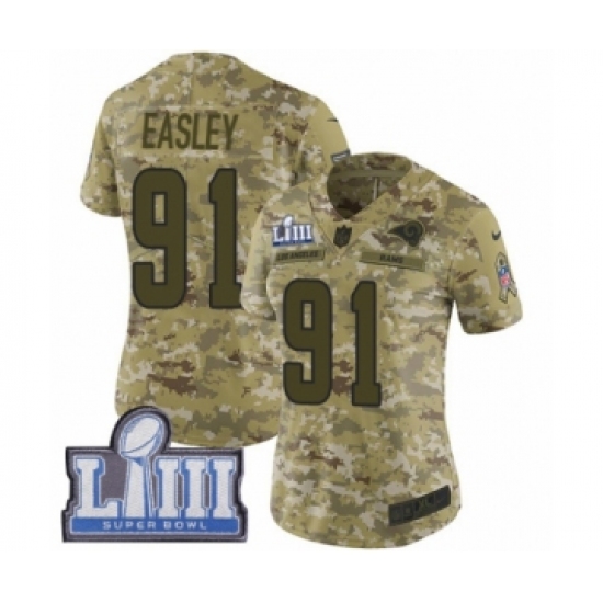Women's Nike Los Angeles Rams 91 Dominique Easley Limited Camo 2018 Salute to Service Super Bowl LIII Bound NFL Jersey