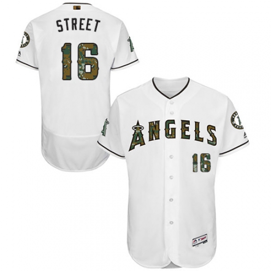 Men's Majestic Los Angeles Angels of Anaheim 16 Huston Street Authentic White 2016 Memorial Day Fashion Flex Base MLB Jersey