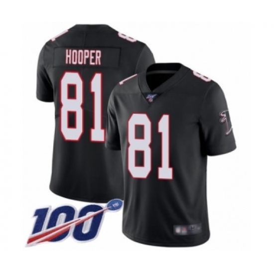 Men's Atlanta Falcons 81 Austin Hooper Black Alternate Vapor Untouchable Limited Player 100th Season Football Jersey