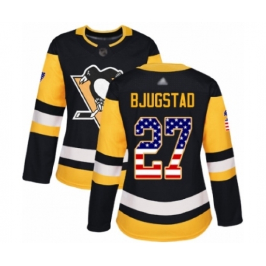 Women's Pittsburgh Penguins 27 Nick Bjugstad Authentic Black USA Flag Fashion Hockey Jersey