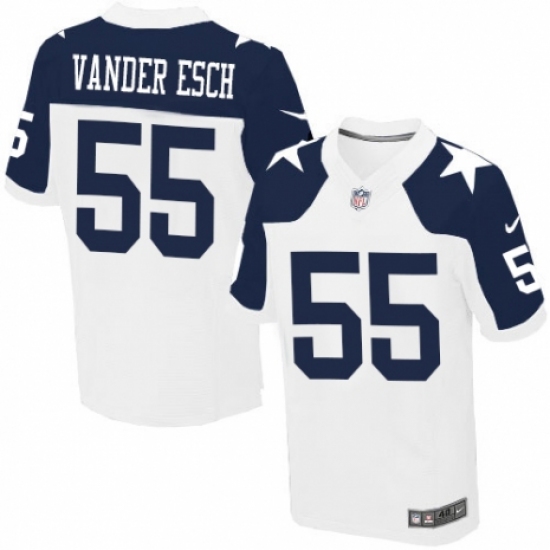 Men's Nike Dallas Cowboys 55 Leighton Vander Esch Elite White Throwback Alternate NFL Jersey
