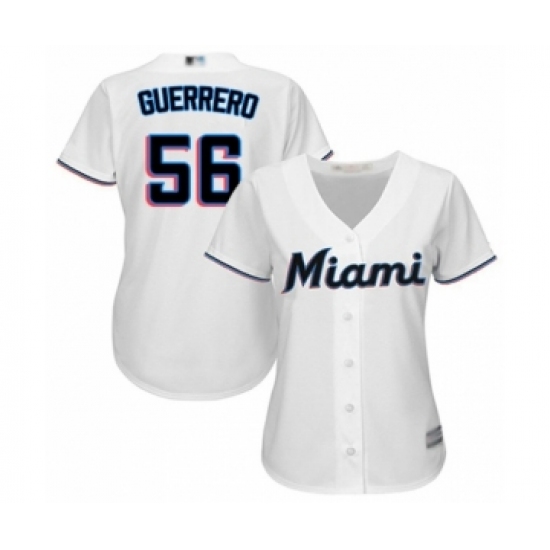 Women's Miami Marlins 56 Tayron Guerrero Authentic White Home Cool Base Baseball Player Jersey