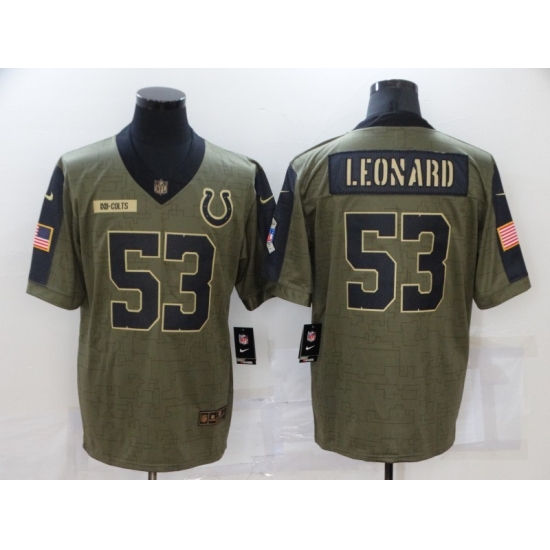 Men's Indianapolis Colts 53 Darius Leonard Nike Olive 2021 Salute To Service Limited Player Jersey