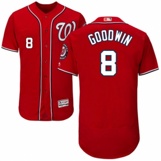 Men's Majestic Washington Nationals 8 Brian Goodwin Red Alternate Flex Base Authentic Collection MLB Jersey