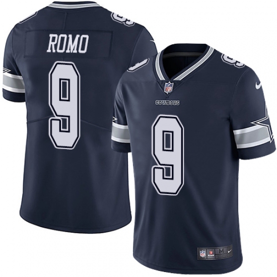 Men's Nike Dallas Cowboys 9 Tony Romo Navy Blue Team Color Vapor Untouchable Limited Player NFL Jersey