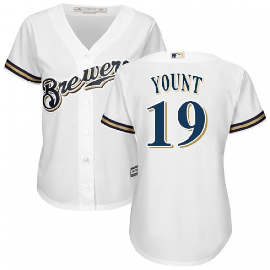 Women's Majestic Milwaukee Brewers 19 Robin Yount Replica White Home Cool Base MLB Jersey