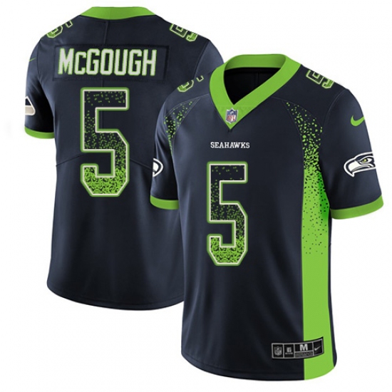 Men's Nike Seattle Seahawks 5 Alex McGough Limited Navy Blue Rush Drift Fashion NFL Jersey