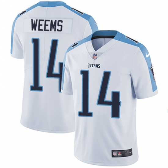Men's Nike Tennessee Titans 14 Eric Weems White Vapor Untouchable Limited Player NFL Jersey