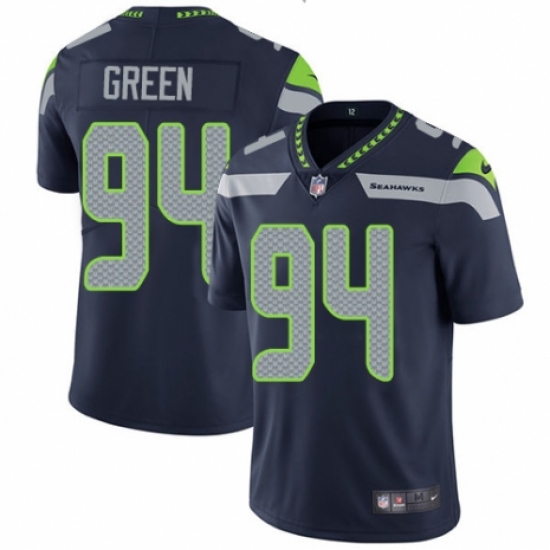 Men's Nike Seattle Seahawks 94 Rasheem Green Navy Blue Team Color Vapor Untouchable Limited Player NFL Jersey