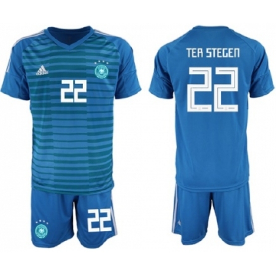 Germany 22 Ter Stegen Blue Goalkeeper Soccer Country Jersey