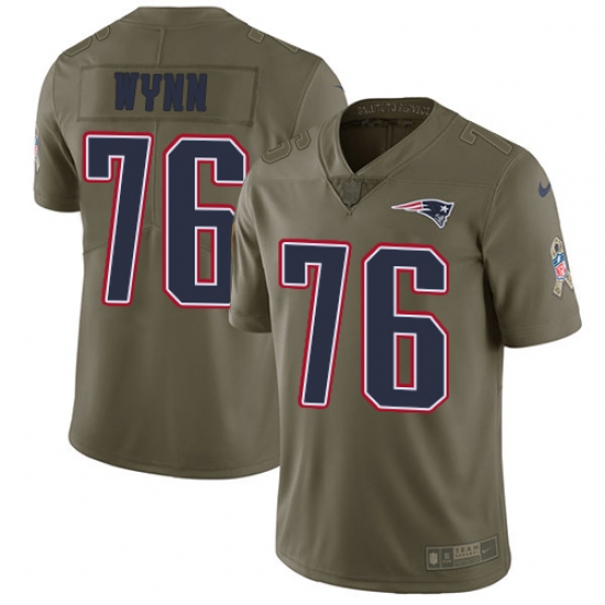 Youth Nike New England Patriots 76 Isaiah Wynn Limited Olive 2017 Salute to Service NFL Jersey