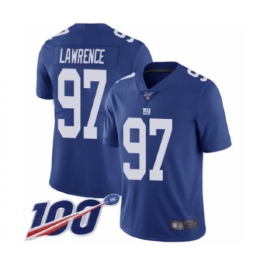 Men's New York Giants 97 Dexter Lawrence Royal Blue Team Color Vapor Untouchable Limited Player 100th Season Football Jersey