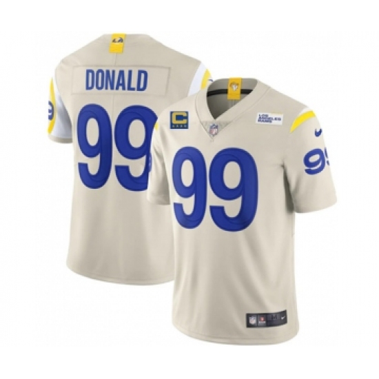 Men's Los Angeles Rams 2022 99 Aaron Donald Bone White With 4-star C Patch Stitched NFL Jersey
