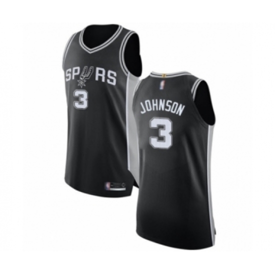 Men's San Antonio Spurs 3 Keldon Johnson Authentic Black Basketball Jersey - Icon Edition