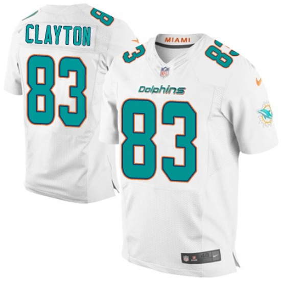 Men's Nike Miami Dolphins 83 Mark Clayton Elite White NFL Jersey