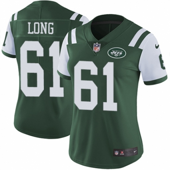 Women's Nike New York Jets 61 Spencer Long Green Team Color Vapor Untouchable Elite Player NFL Jersey