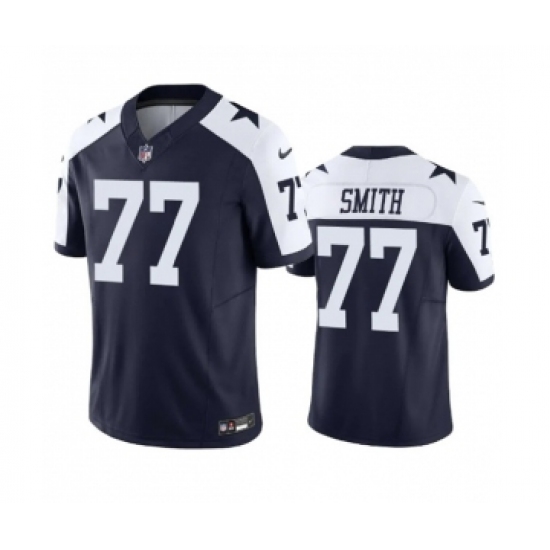 Men's Nike Dallas Cowboys 77 Tyron Smith Navy 2023 F.U.S.E. Vapor Limited Stitched Football Jersey