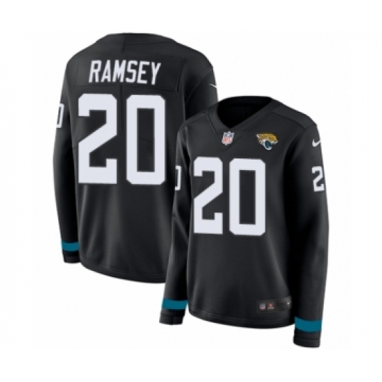 Women's Nike Jacksonville Jaguars 20 Jalen Ramsey Limited Black Therma Long Sleeve NFL Jersey