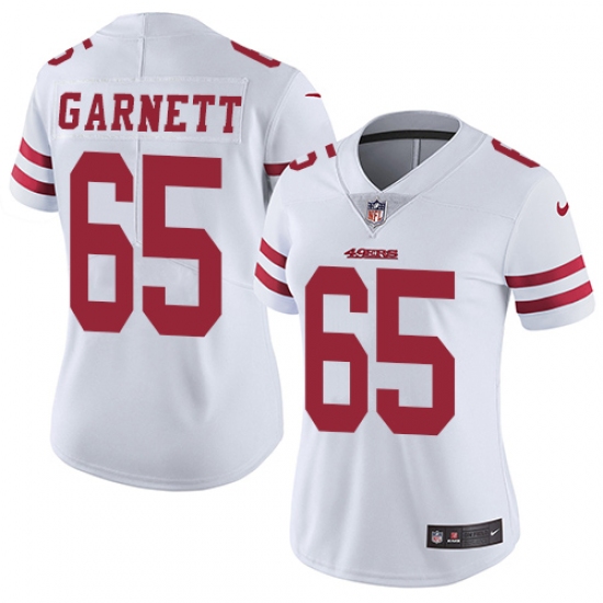 Women's Nike San Francisco 49ers 65 Joshua Garnett White Vapor Untouchable Limited Player NFL Jersey