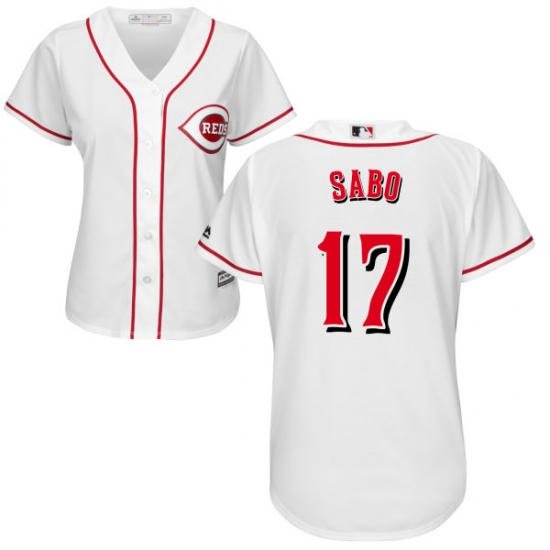 Women's Majestic Cincinnati Reds 17 Chris Sabo Authentic White Home Cool Base MLB Jersey