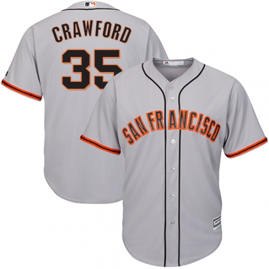 Youth Majestic San Francisco Giants 35 Brandon Crawford Authentic Grey Road Cool Base MLB Jersey