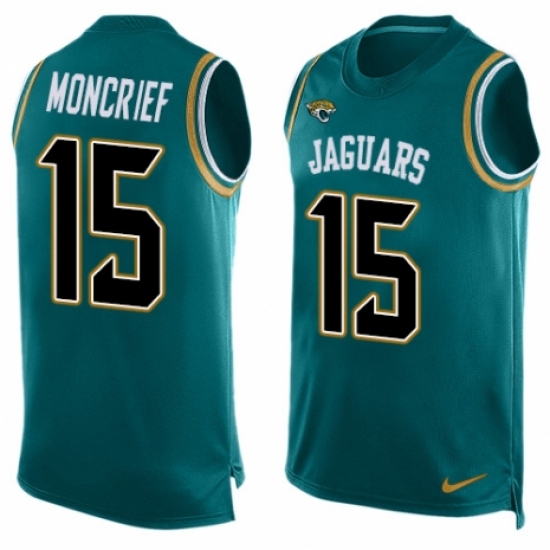 Men's Nike Jacksonville Jaguars 15 Donte Moncrief Limited Teal Green Player Name & Number Tank Top NFL Jersey