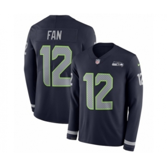 Youth Nike Seattle Seahawks 12th Fan Limited Navy Blue Therma Long Sleeve NFL Jersey