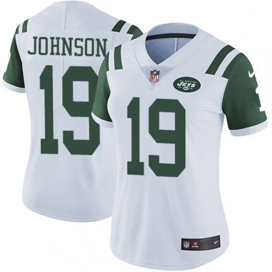 Women's Nike New York Jets 19 Keyshawn Johnson White Vapor Untouchable Limited Player NFL Jersey