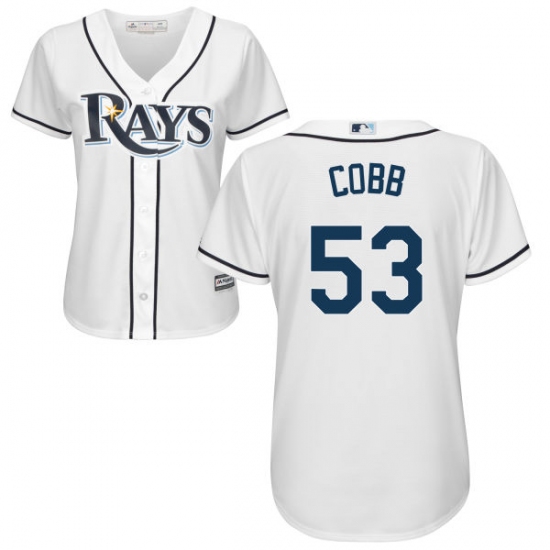 Women's Majestic Tampa Bay Rays 53 Alex Cobb Authentic White Home Cool Base MLB Jersey