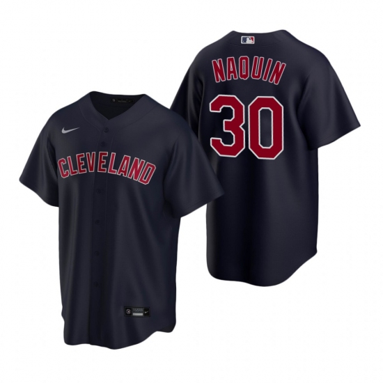 Men's Nike Cleveland Indians 30 Tyler Naquin Navy Alternate Stitched Baseball Jersey