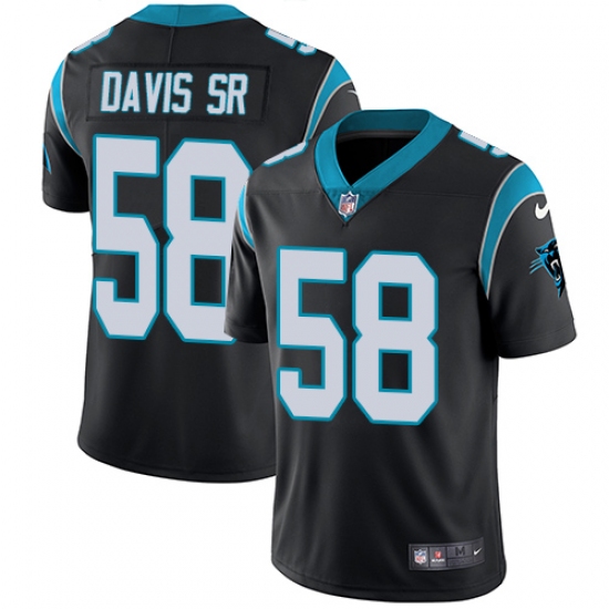 Youth Nike Carolina Panthers 58 Thomas Davis Black Team Color Vapor Untouchable Limited Player NFL Jersey