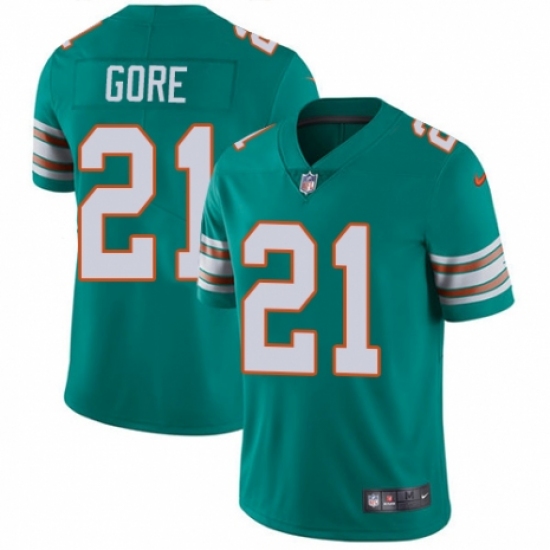 Youth Nike Miami Dolphins 21 Frank Gore Aqua Green Alternate Vapor Untouchable Limited Player NFL Jersey