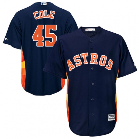 Youth Majestic Houston Astros 45 Gerrit Cole Replica Navy Blue Alternate Cool Base MLB Jersey