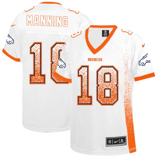 Women's Nike Denver Broncos 18 Peyton Manning Elite White Drift Fashion NFL Jersey