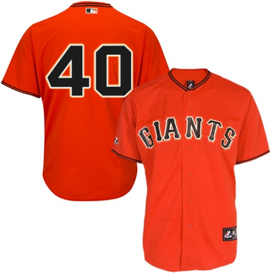 Men's Majestic San Francisco Giants 40 Madison Bumgarner Authentic Orange Old Style MLB Jersey
