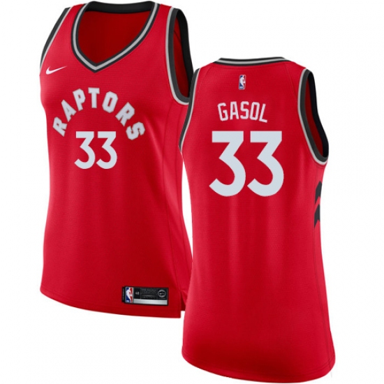Women's Nike Toronto Raptors 33 Marc Gasol Red NBA Swingman Icon Edition Jersey