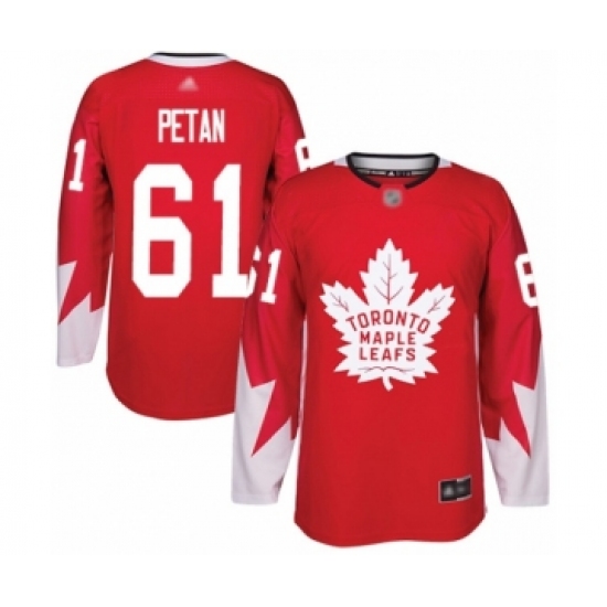 Men's Toronto Maple Leafs 61 Nic Petan Authentic Red Alternate Hockey Jersey