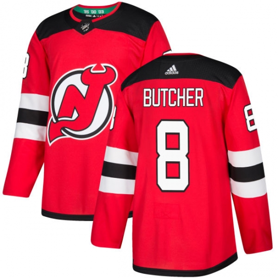 Men's Adidas New Jersey Devils 8 Will Butcher Authentic Red Home NHL Jersey
