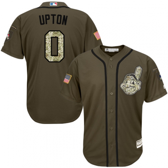 Men's Majestic Cleveland Indians 0 B.J. Upton Authentic Green Salute to Service MLB Jersey