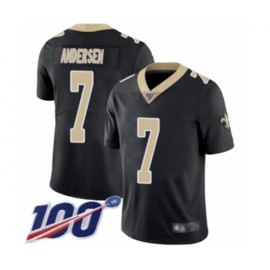 Men's New Orleans Saints 7 Morten Andersen Black Team Color Vapor Untouchable Limited Player 100th Season Football Jersey