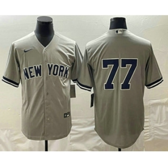 Men's New York Yankees 77 Clint Frazier Gray Cool Base Stitched Jersey