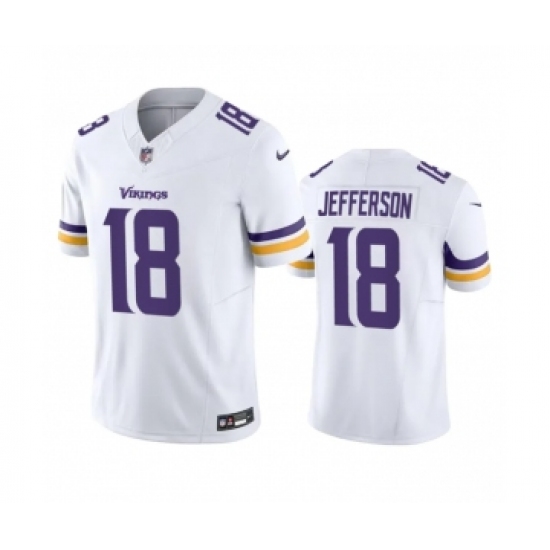 Men's Minnesota Vikings 18 Justin Jefferson White 2023 F.U.S.E. Vapor Untouchable Stitched Jersey