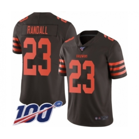 Men's Cleveland Browns 23 Damarious Randall Limited Brown Rush Vapor Untouchable 100th Season Football Jersey