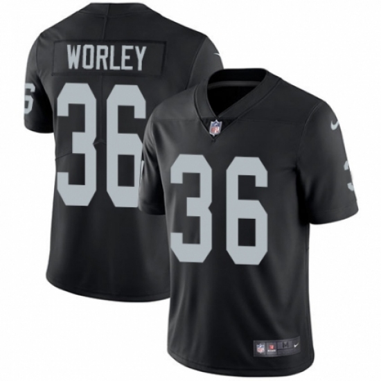 Youth Nike Oakland Raiders 36 Daryl Worley Black Team Color Vapor Untouchable Limited Player NFL Jersey