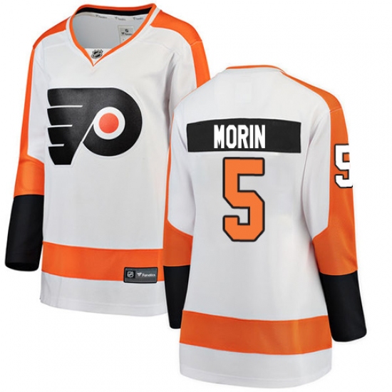 Women's Philadelphia Flyers 5 Samuel Morin Fanatics Branded White Away Breakaway NHL Jersey
