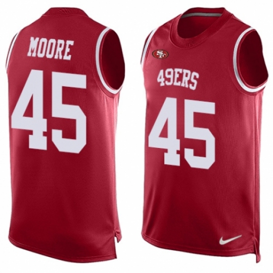 Men's Nike San Francisco 49ers 45 Tarvarius Moore Limited Red Player Name & Number Tank Top NFL Jersey