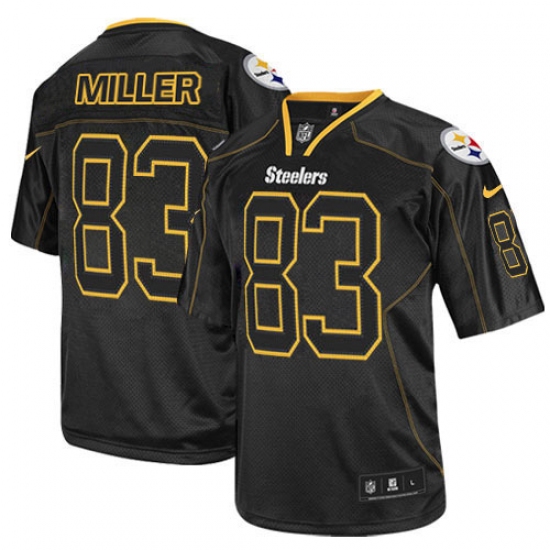 Men's Nike Pittsburgh Steelers 83 Heath Miller Elite Lights Out Black NFL Jersey